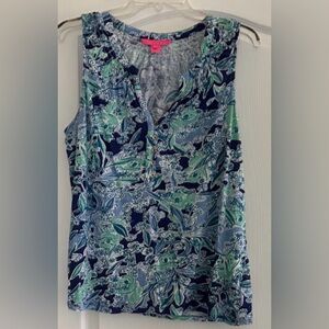 Lilly Pulitzer Blue and Green Koala Essie tank top L